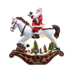 Caballo Navideño Papa Noel con luces