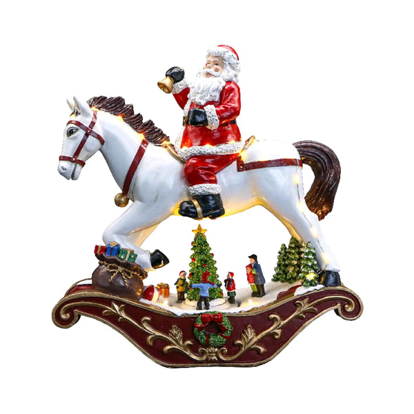 Caballo Navideño Papa Noel con luces