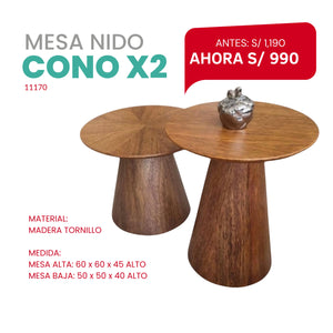 MESA NIDO CONO X2