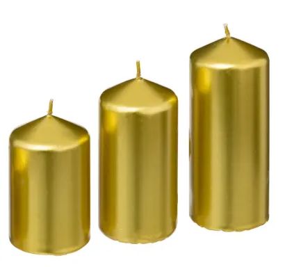 Set Vela de Cera x 3 Unidades Dorado
