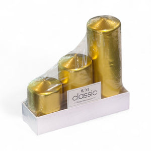 Set Vela de Cera x 3 Unidades Dorado