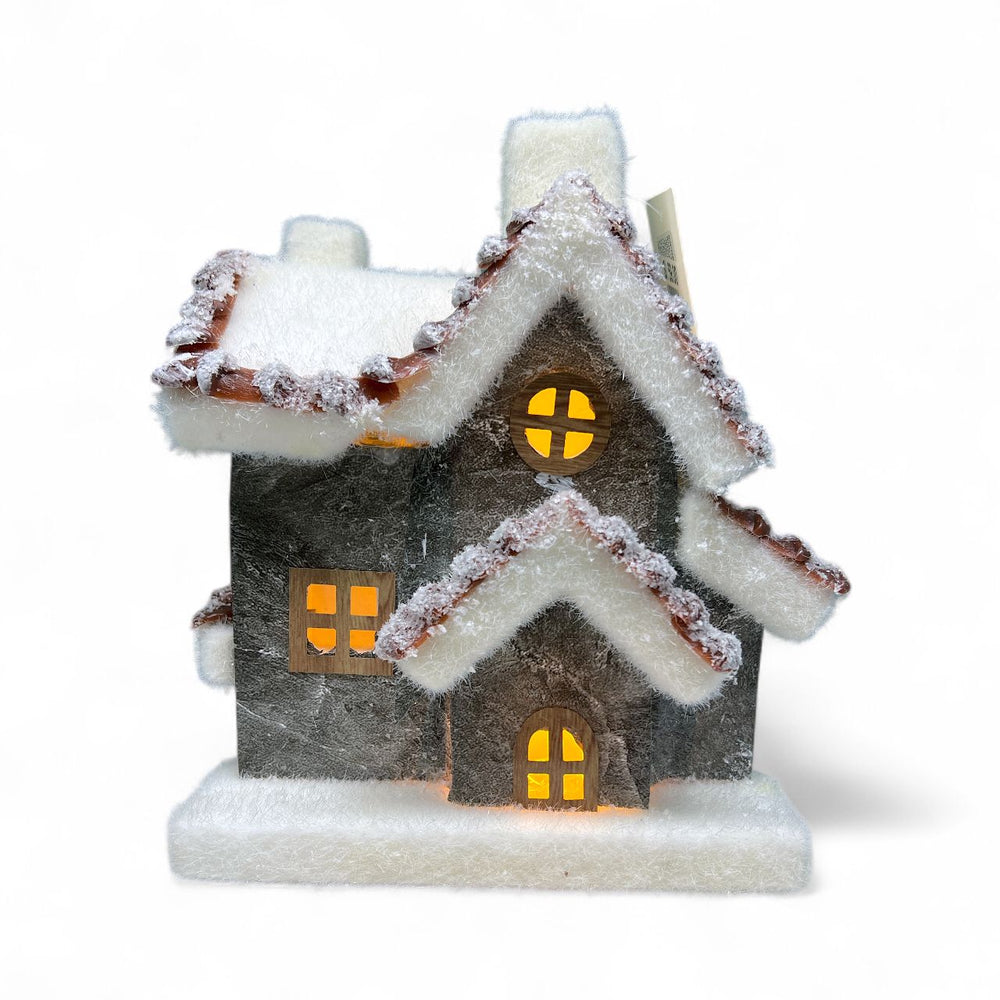 Casa de Invierno Pequeña con Luz 10x18x22cm