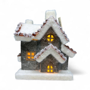 Casa de Invierno Pequeña con Luz 10x18x22cm