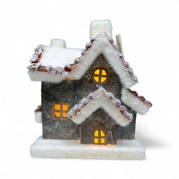 Casa de Invierno Pequeña con Luz 10x18x22cm