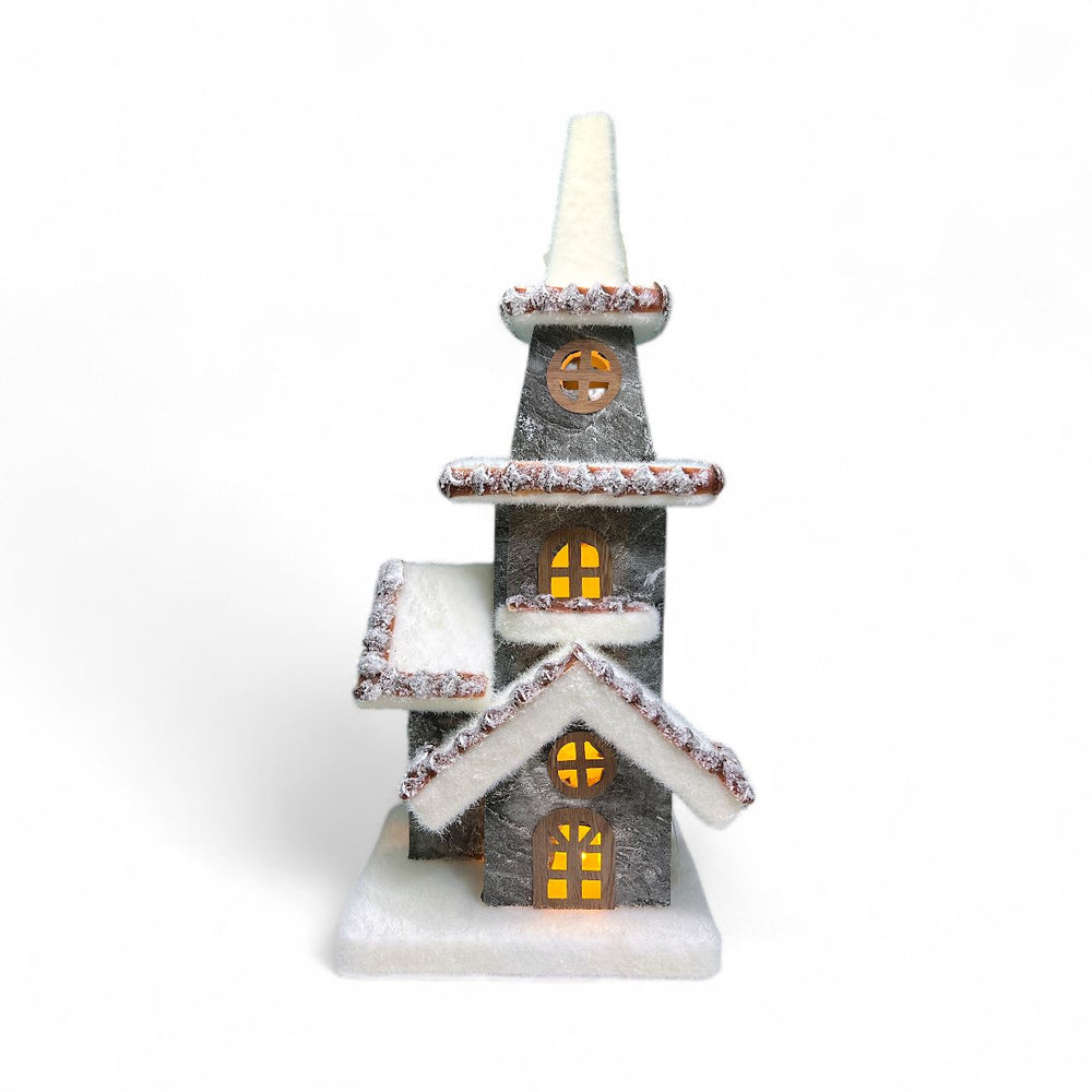 Casa de Invierno Grande con Luz 15x15x44cm