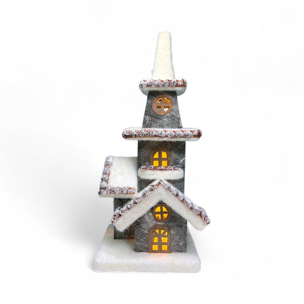 Casa de Invierno Grande con Luz 15x15x44cm