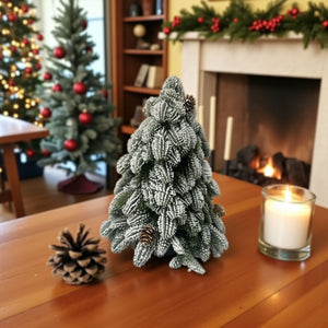 Mini Árbol Nevado Con Piñas 35cm