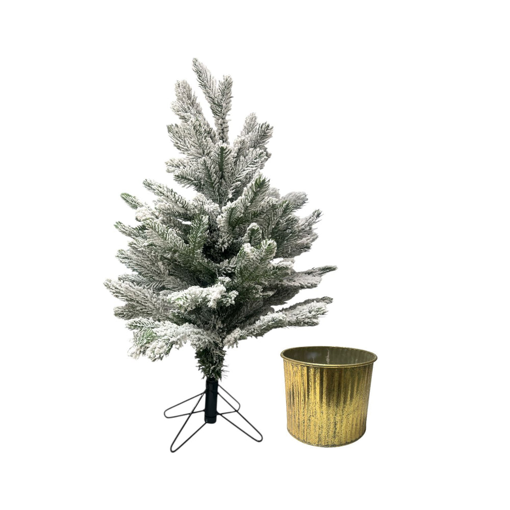 Árbol Nevado Base Dorada 60cm