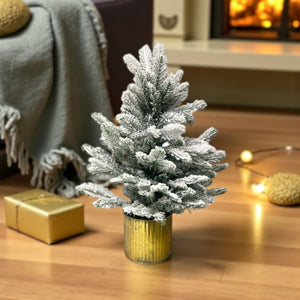 Árbol Nevado Base Dorada 60cm