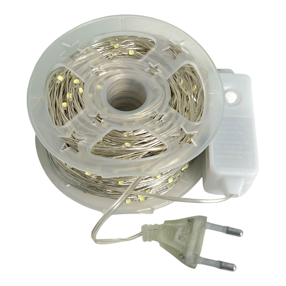 Luces Hada 100M Cable Plata Foco BLANCO