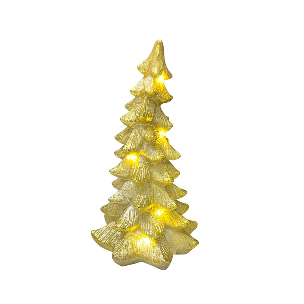 Pino Aguja Dorado con Luz 20cm de alto x 12cm de ancho