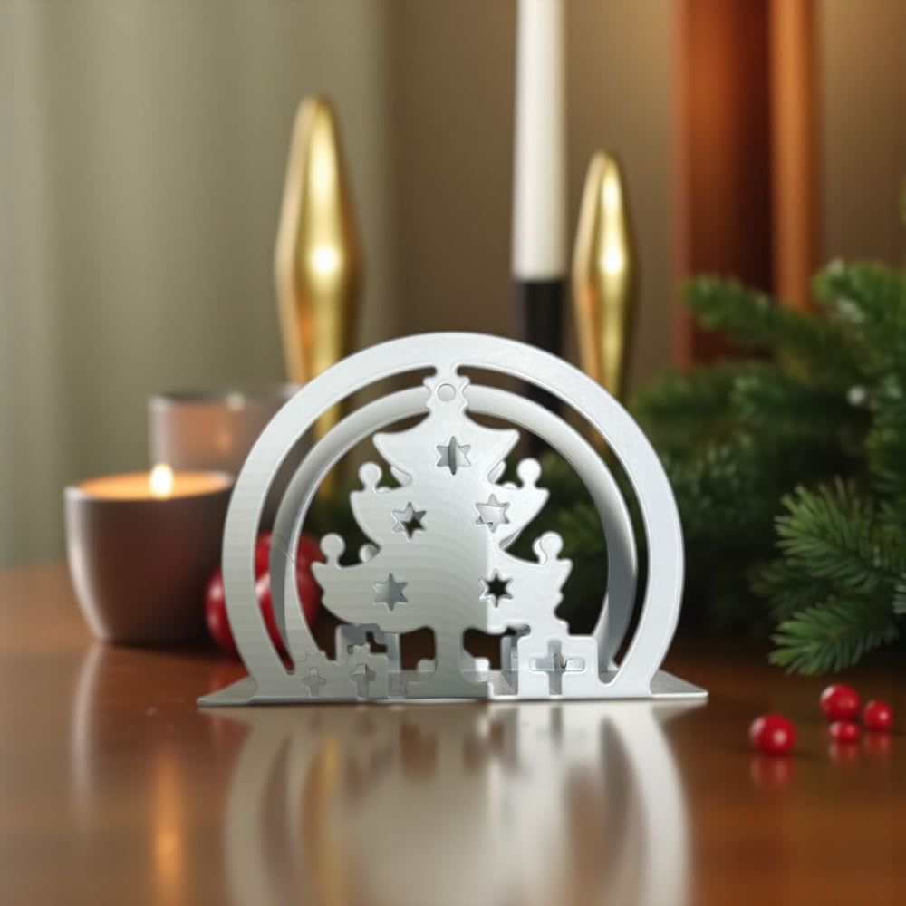 Servilletero  Navideño Pino BLANCO