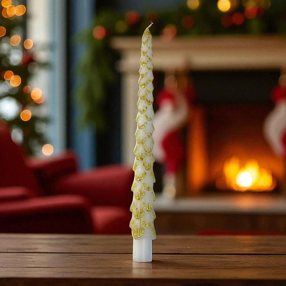 Vela de Cera Navideña Blanca 2 Unidades