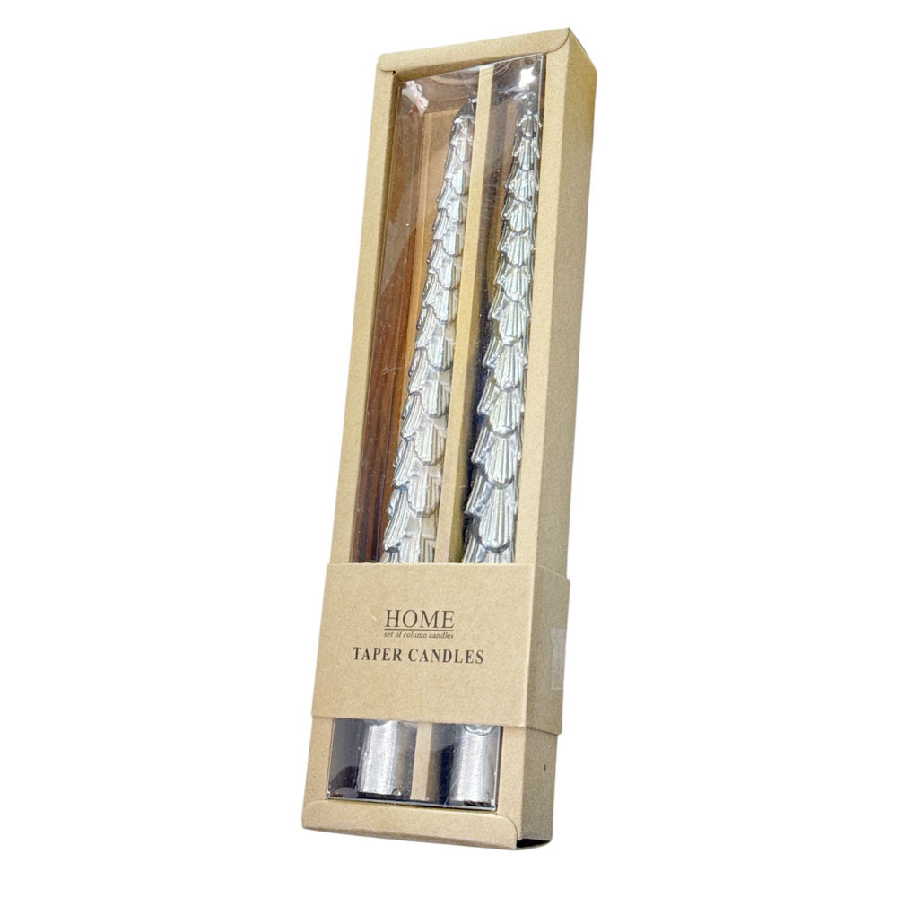 Vela de Cera Navideña Plata 2 Unidades