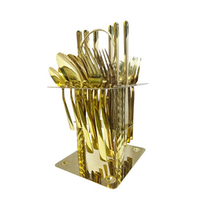 Set de Cubiertos Liso 24 piezas Dorado