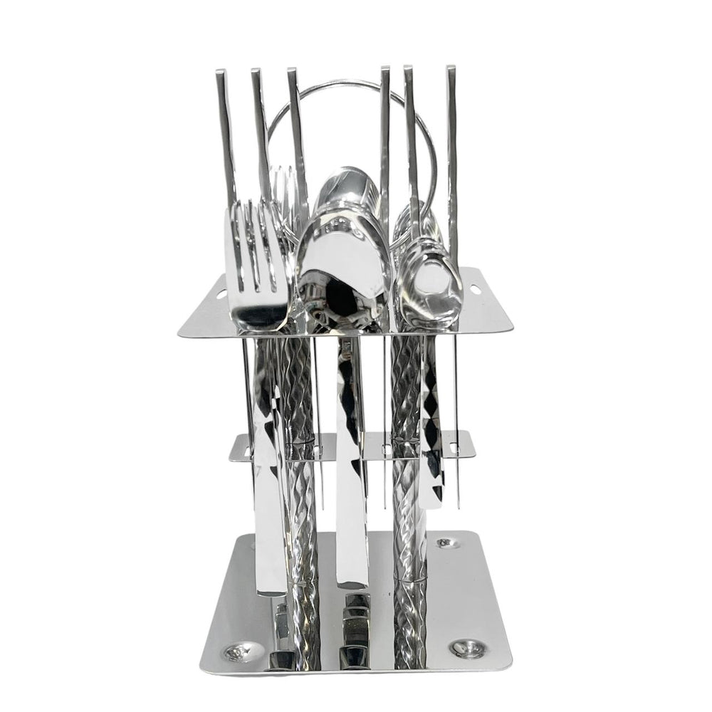 Set de Cubiertos con Relieve 24 piezas Plateado