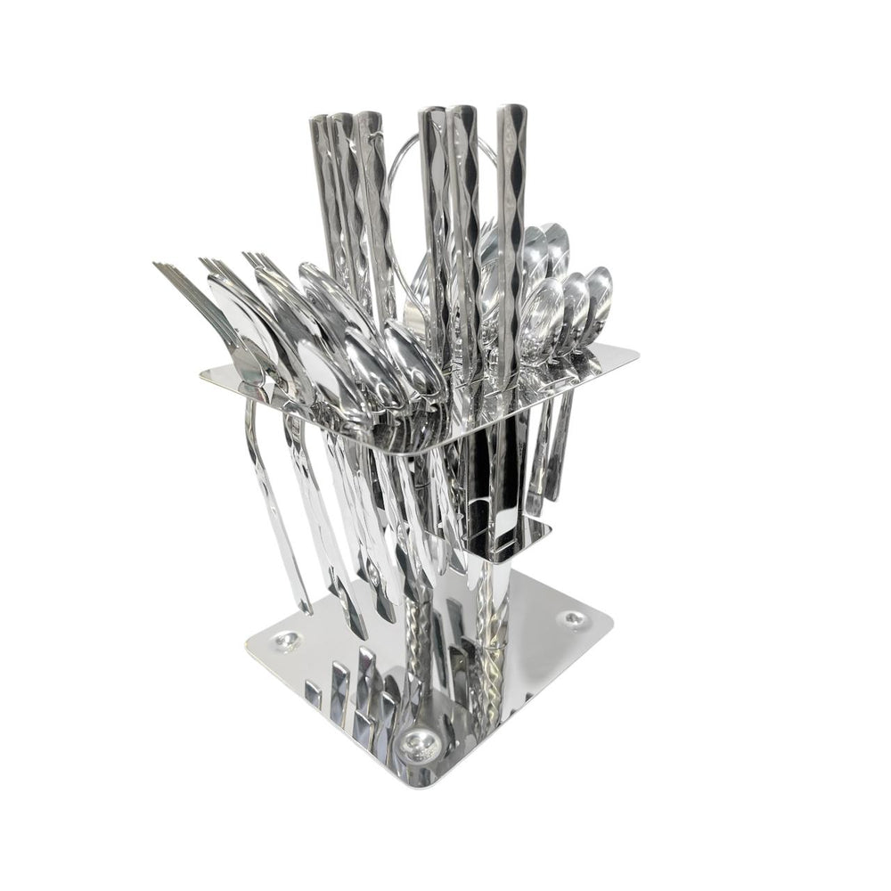 Set de Cubiertos con Relieve 24 piezas Plateado