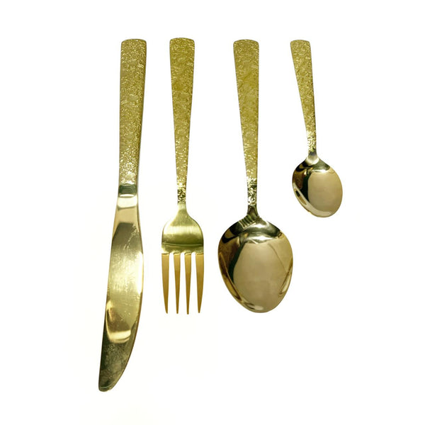 Set de Cubiertos Calado 24 piezas Dorado