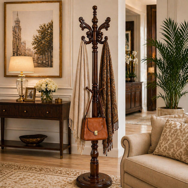 Perchero de Madera Wengué Brillante CLASICC