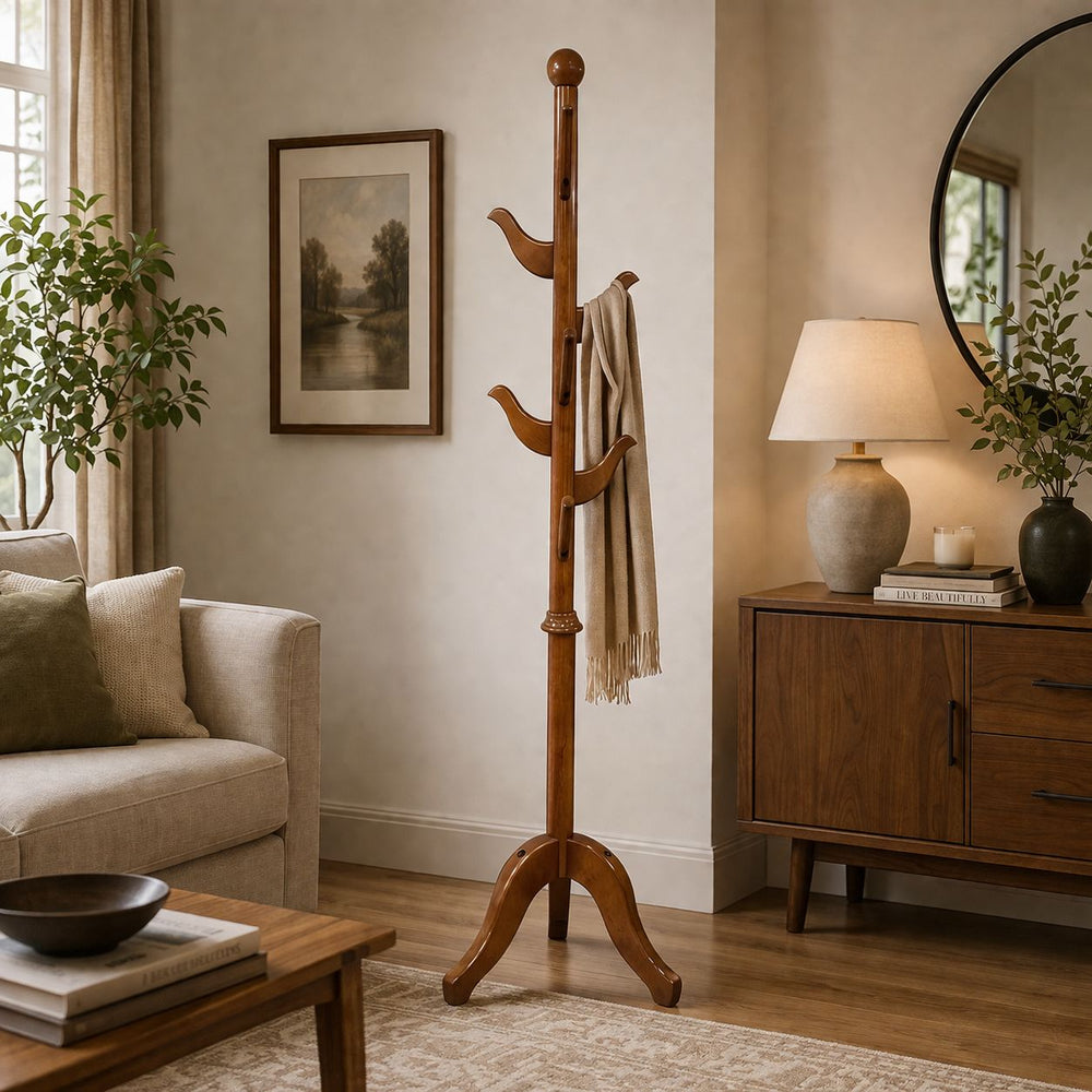 Perchero de Madera Caoba Brillante MODERN