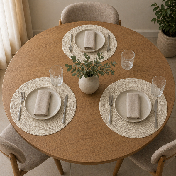 Individuales X6 Redondo Crema LEATHER