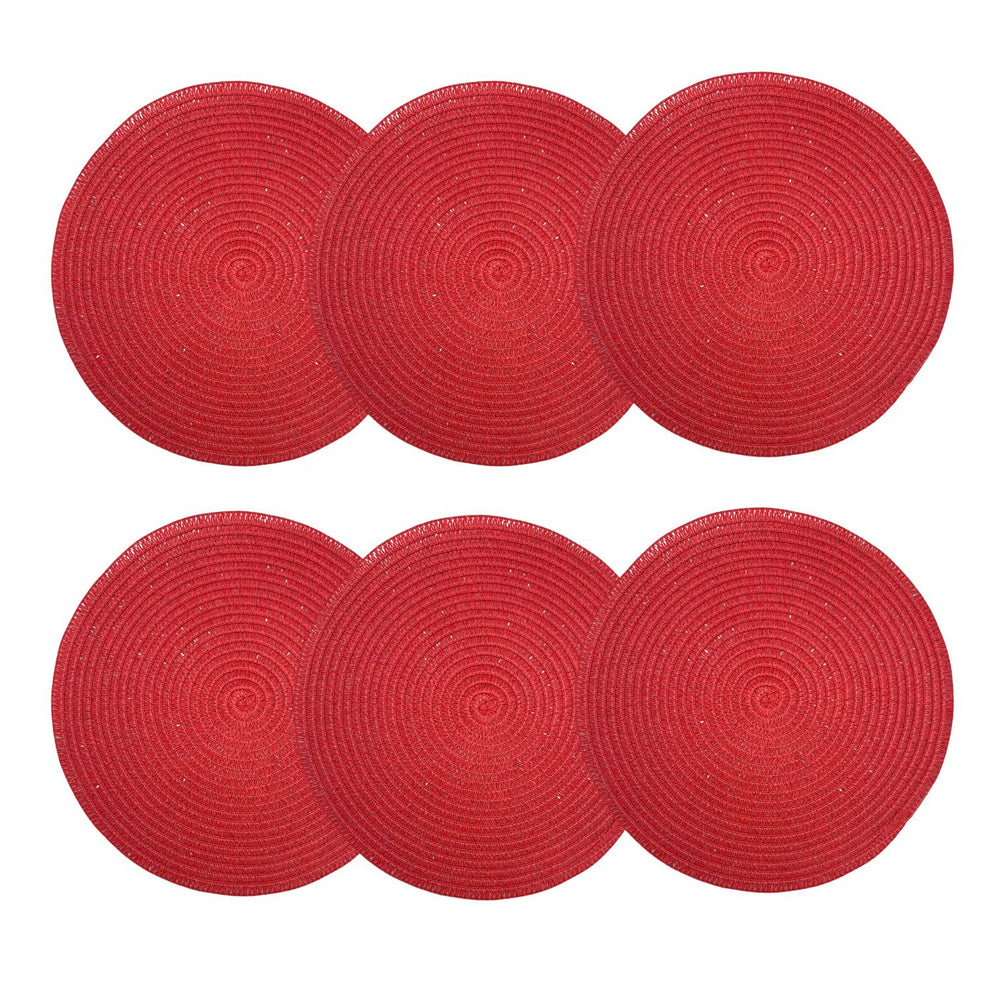 Individuales X6 Redondo Rojo LEATHER
