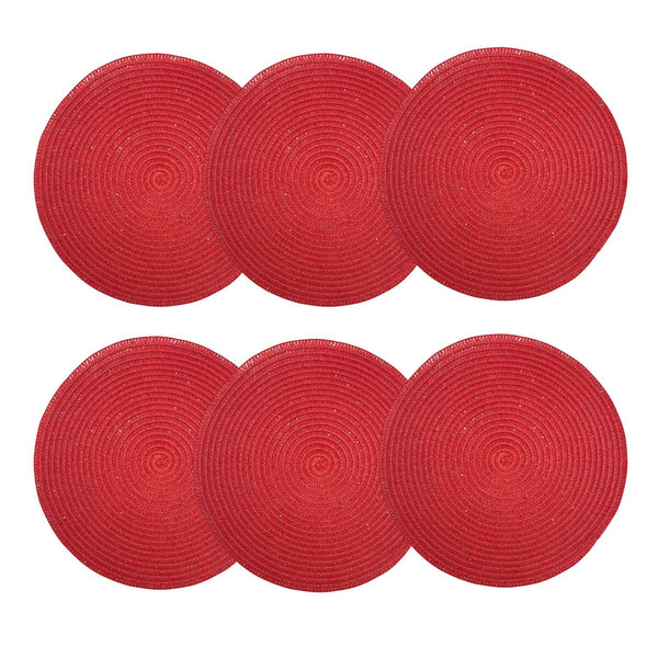 Individuales X6 Redondo Rojo LEATHER