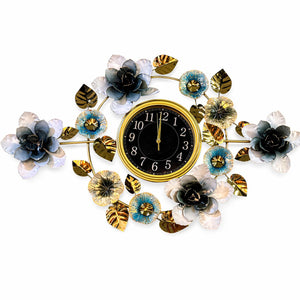 Placa Reloj Metálica Hojas BLUE
