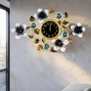 Placa Reloj Metálica Hojas BLUE