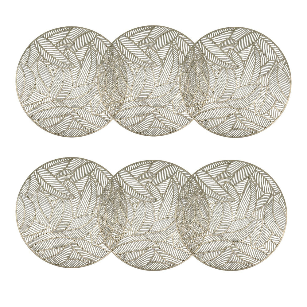 Individuales X6 Redondo Dorado LEAVES