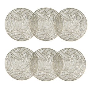 Individuales X6 Redondo Dorado LEAVES