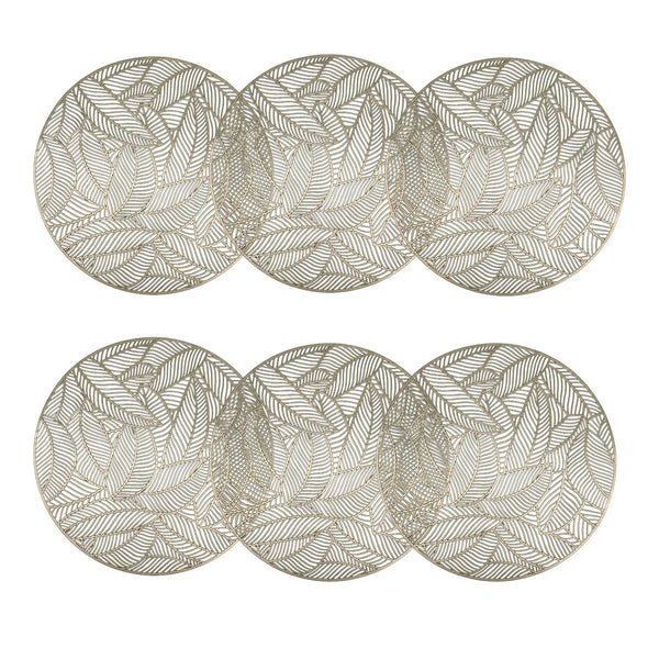 Individuales X6 Redondo Dorado LEAVES