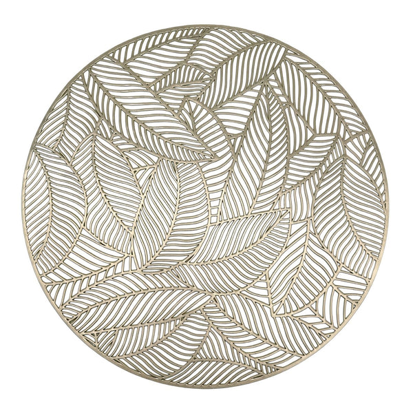 Individuales X6 Redondo Dorado LEAVES