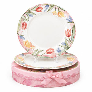 Plato Llano Grande de Loza x 2 Piezas TULIPANES COLLECTION