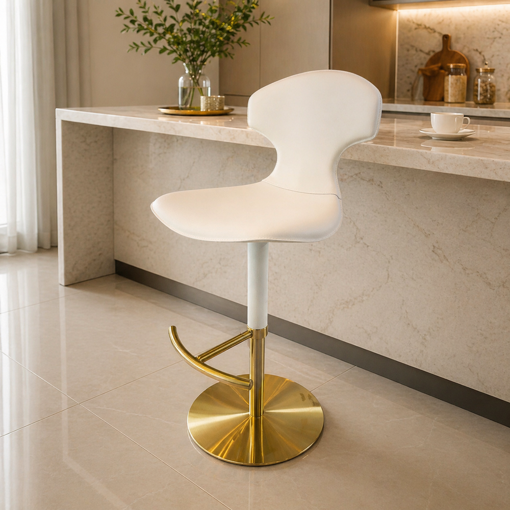 Silla Bar Color Crema base DORADA