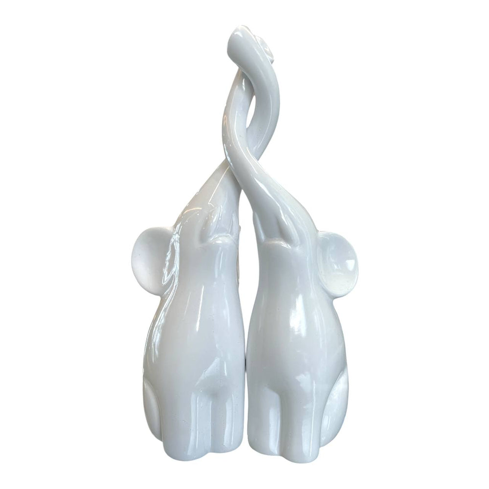 Adorno Pareja de Elefantes Blancos
