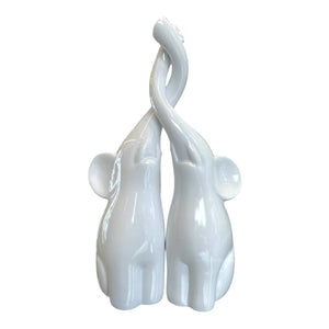 Adorno Pareja de Elefantes Blancos