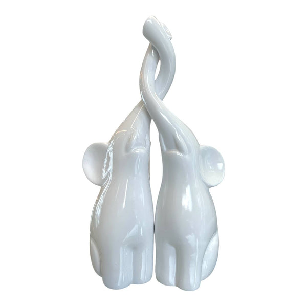 Adorno Pareja de Elefantes Blancos