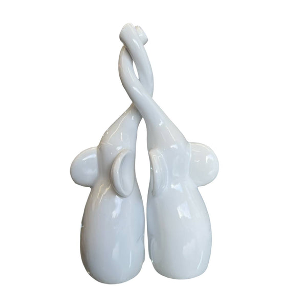 Adorno Pareja de Elefantes Blancos
