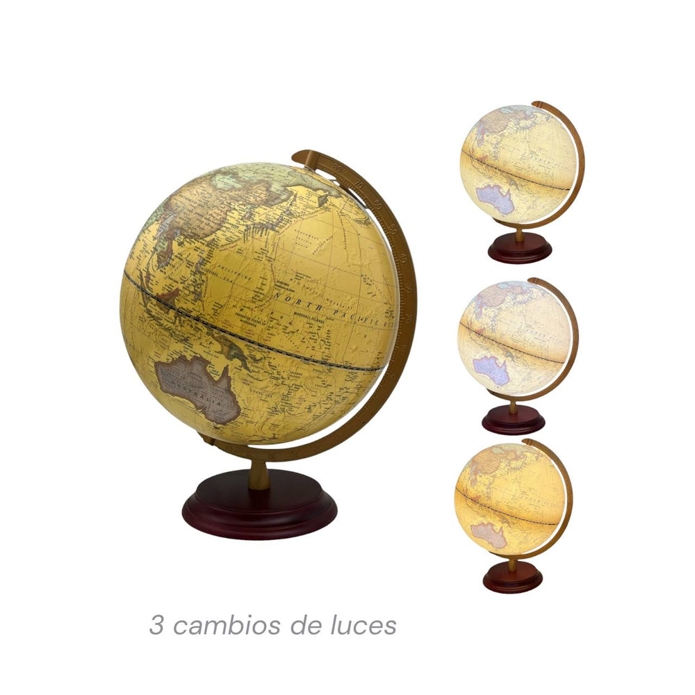 Esfera Mapa Mundi Crema Giratoria con Luz
