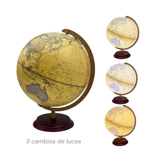 Esfera Mapa Mundi Crema Giratoria con Luz.