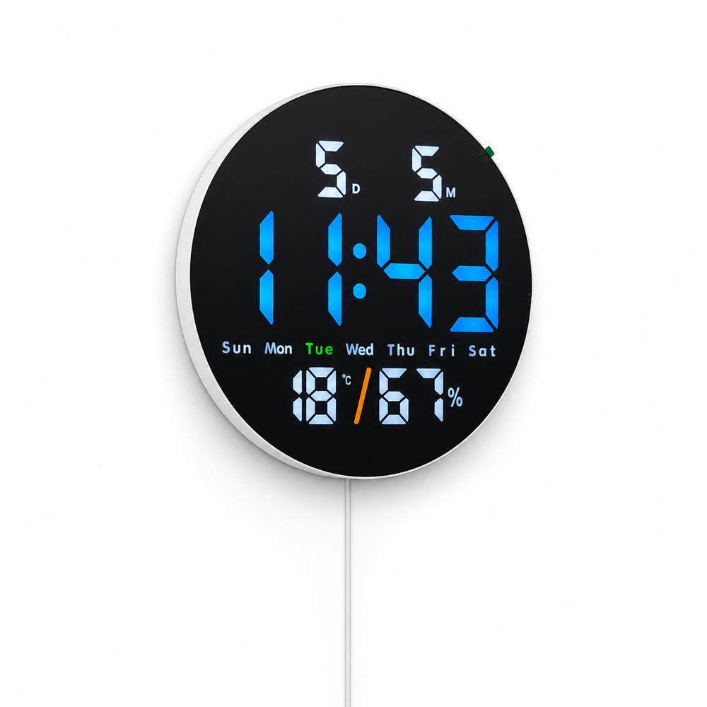 Reloj Digital de Pared Borde Blanco