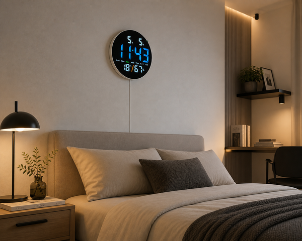 Reloj Digital de Pared Borde Blanco