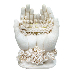 Escultura ultima Cena Sobre manos de Jesús