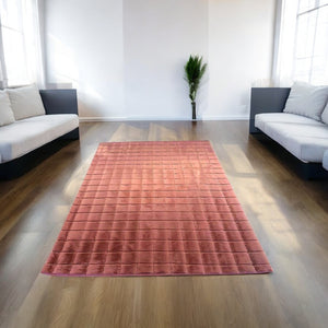 Alfombra Cuadros Peluche ROSADO BEBE