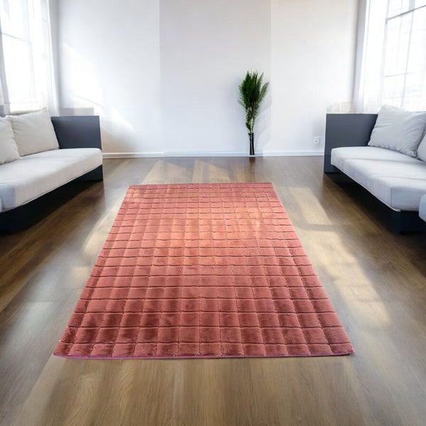 Alfombra Cuadros Peluche ROSADO BEBE