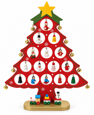 Árbolito Navideño de Madera Rojo