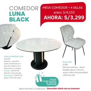 Mesa de Comedor Circular LUNA BLACK