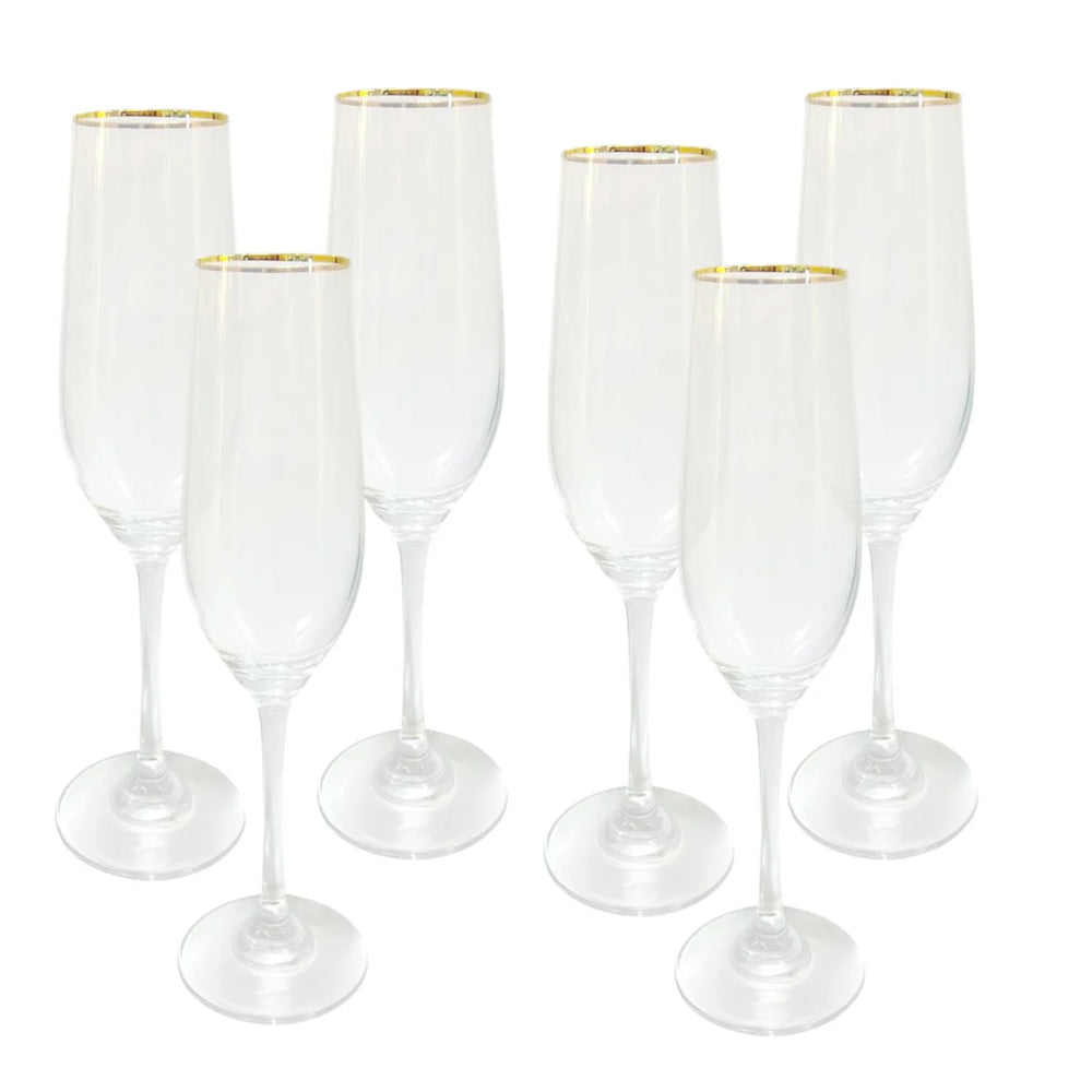 Copa Champagne Borde Oro 6 Unidades ELEGANCE