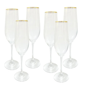 Copa Champagne Borde Oro 6 Unidades ELEGANCE